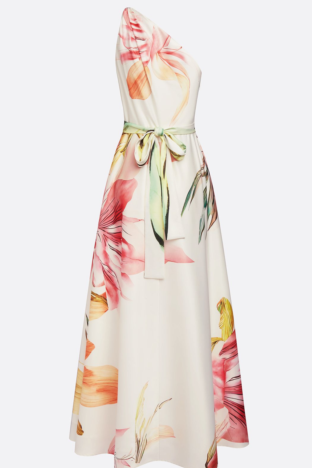 Maxikleid für Damen mit Blumenmuster, Neckholder und Taillenband-Detail