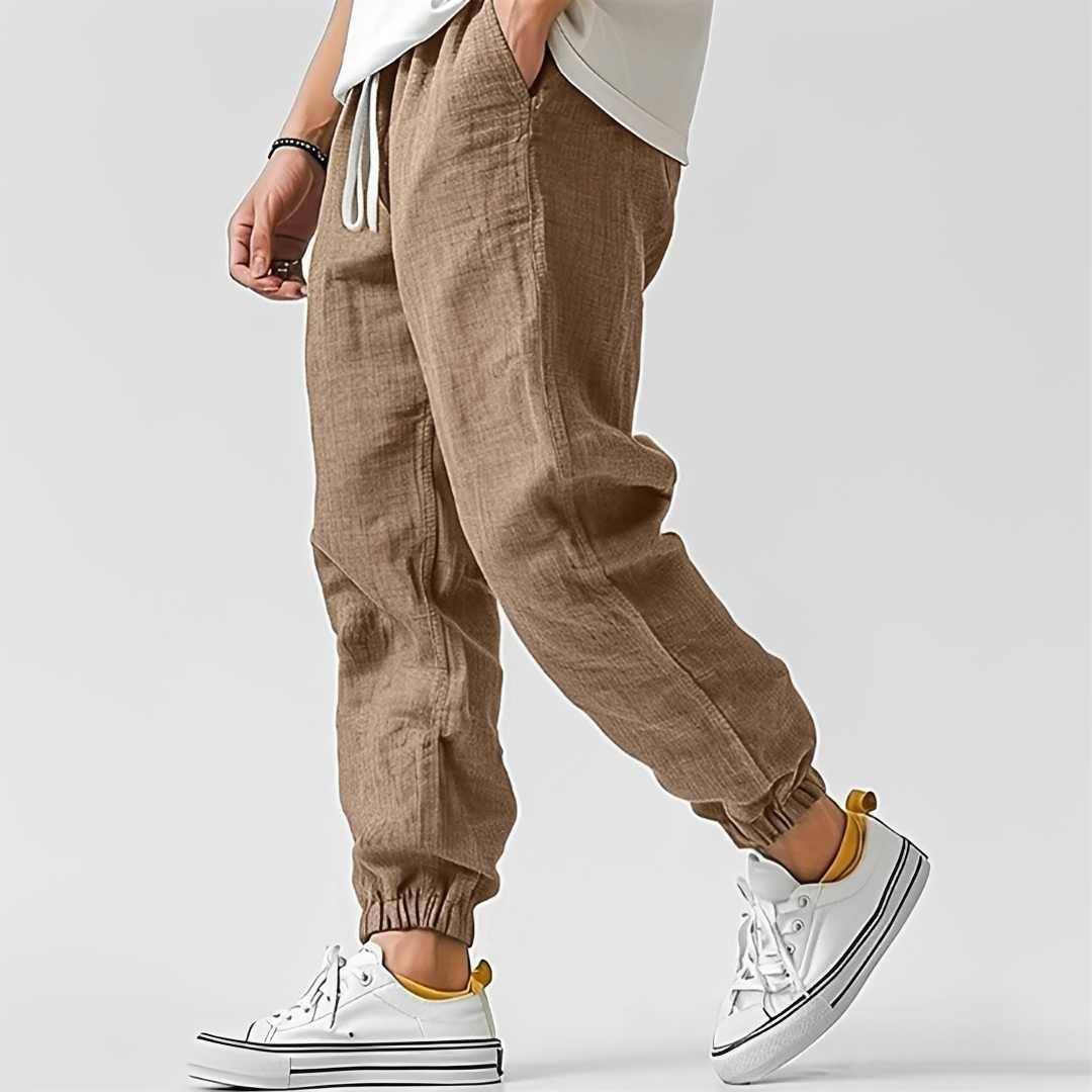 Men's Drawstring Elastic Waist Tapered Jogger Pants with Pockets