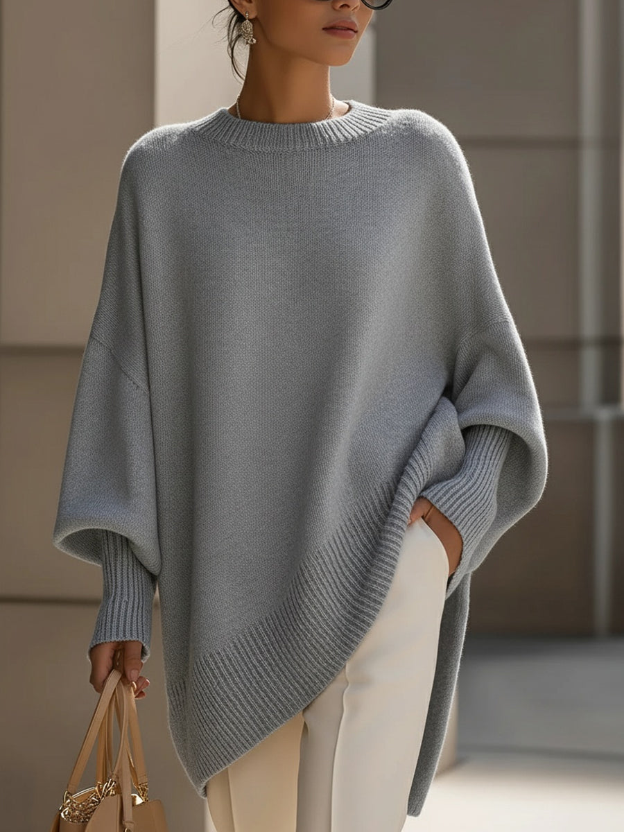 Poncho-pull en maille oversize pour femme