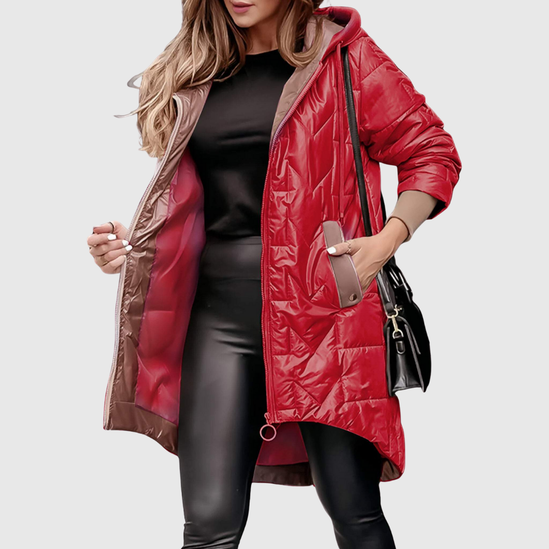 Women's Hooded Quilted Longline Puffer Jacket