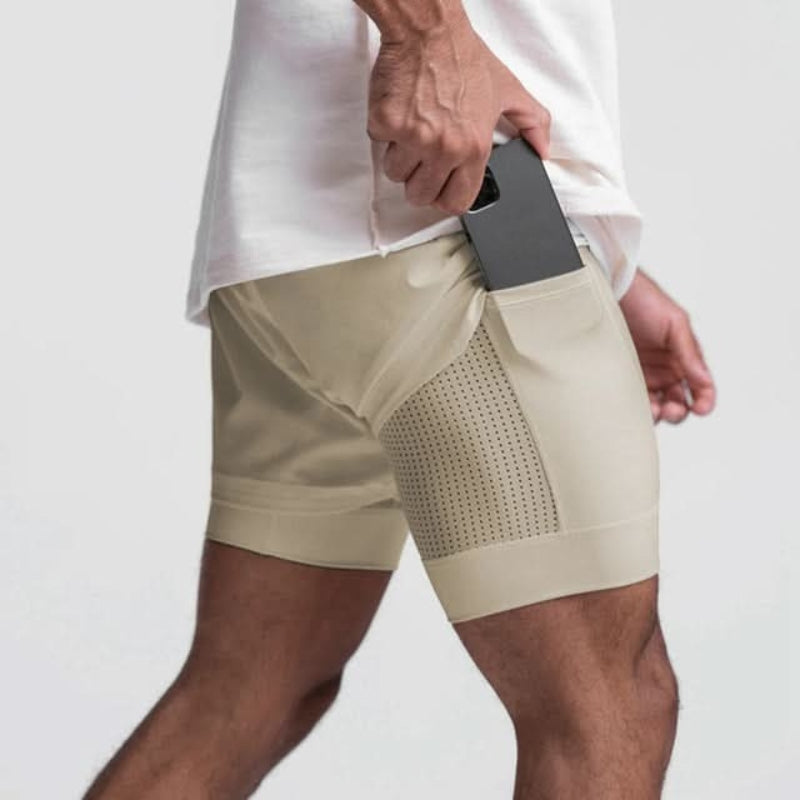 Herren 2-in-1 Sportshorts mit innerer Kompressionsschicht für das Training