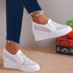 Damskie wsuwane sneakersy z kryształkami, wygodne