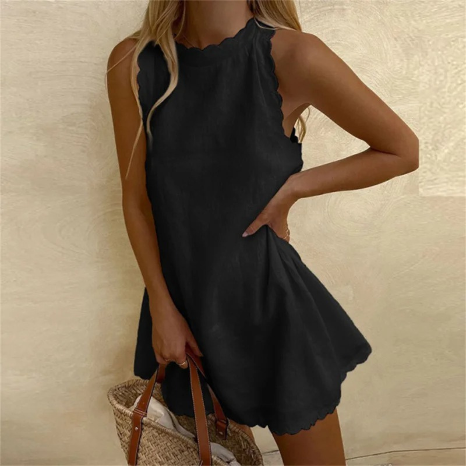 Mavelle | Leinen-Sommerkleid mit welligen Rändern