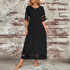 Women's Elegant Mesh Trim Maxi Dress