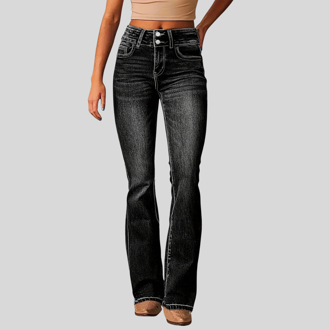 Damen-Bootcut-Jeans mit hoher Taille