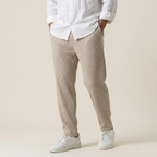 Men's Striped Tapered Trousers - Refined Casual Comfort