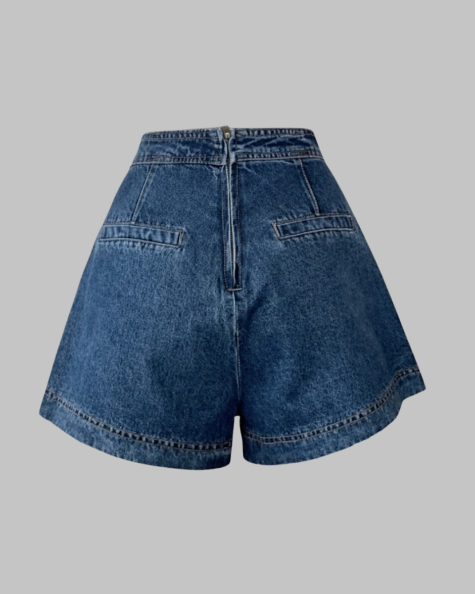 Women's Denim Skort with Wrapped Front for Casual Everyday Styling