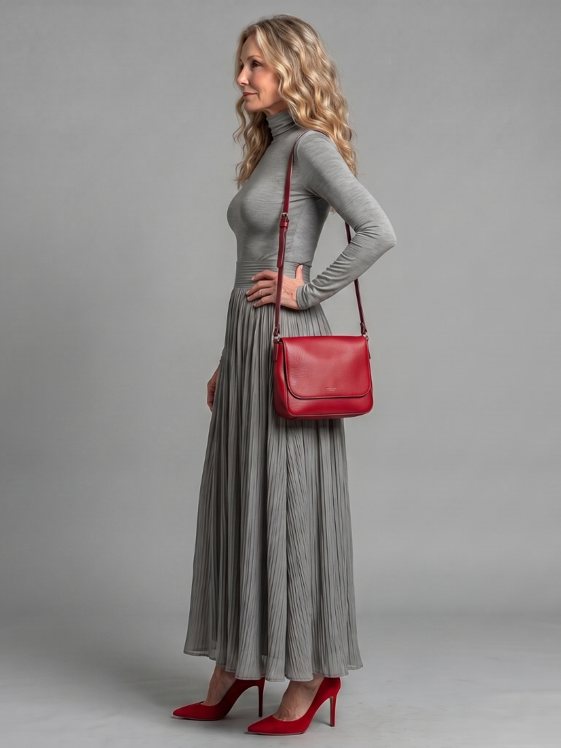 Women’s Turtleneck Pleated Maxi Dress
