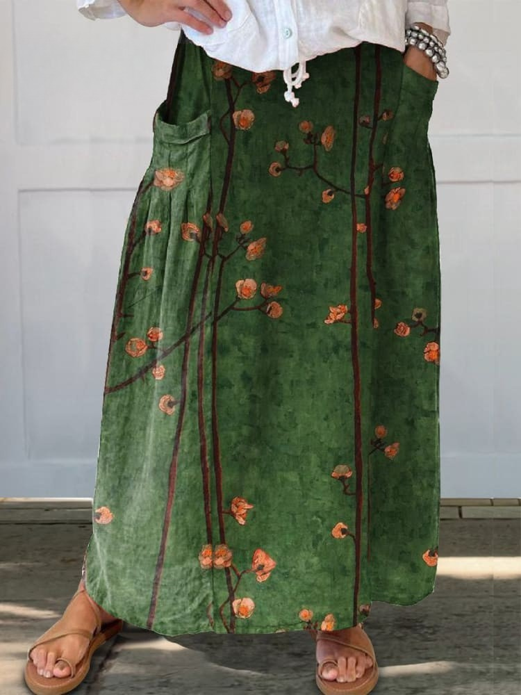 Jupe longue pour femme à imprimé botanique
