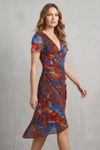 Bedrucktes Wickel-Midikleid für Damen