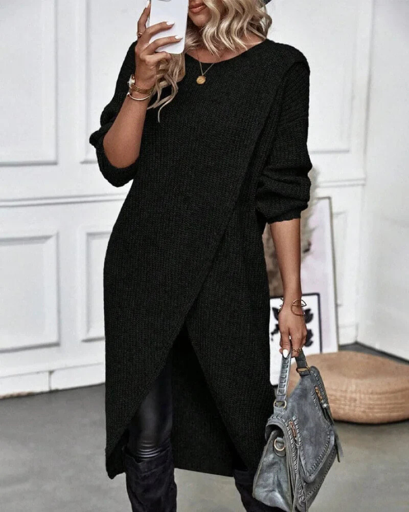 Women’s Asymmetric Longline Knit Sweater