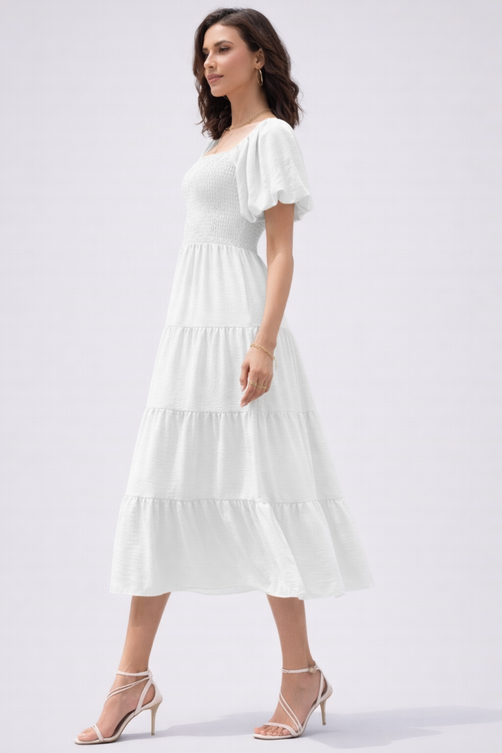 Women's Tiered Midi Dress for Elegant Summer and Everyday Styling