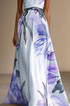 Maxikleid für Damen mit Blumenmuster, Neckholder und Taillenband-Detail