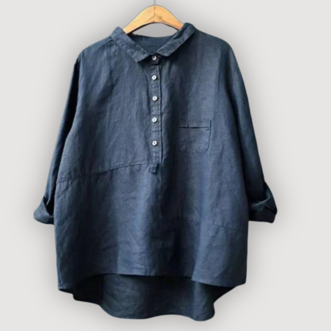 Chemise tunique décontractée pour femme à patte de boutonnage mi-longue