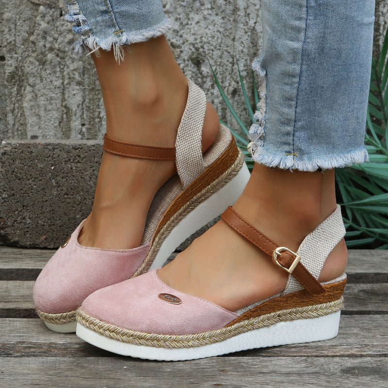 Women's Wedge Espadrille Sandals with Adjustable Ankle Strap for Everyday Wear