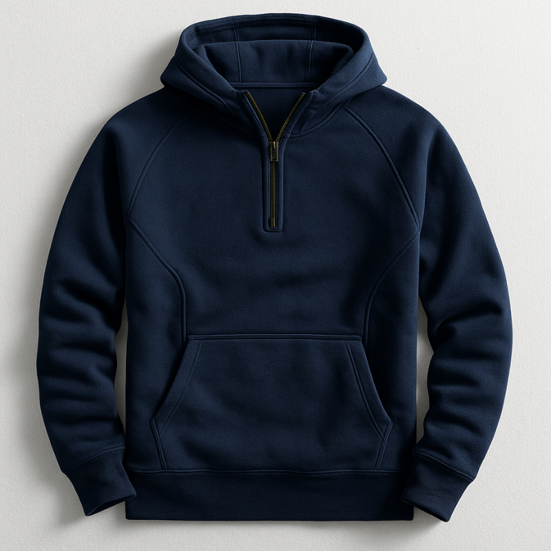 Sweat-shirt à capuche pour homme avec demi-fermeture éclair