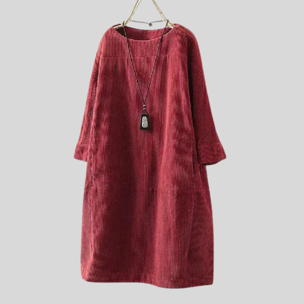Abito da donna in velluto a coste dalla vestibilità comoda con tasche