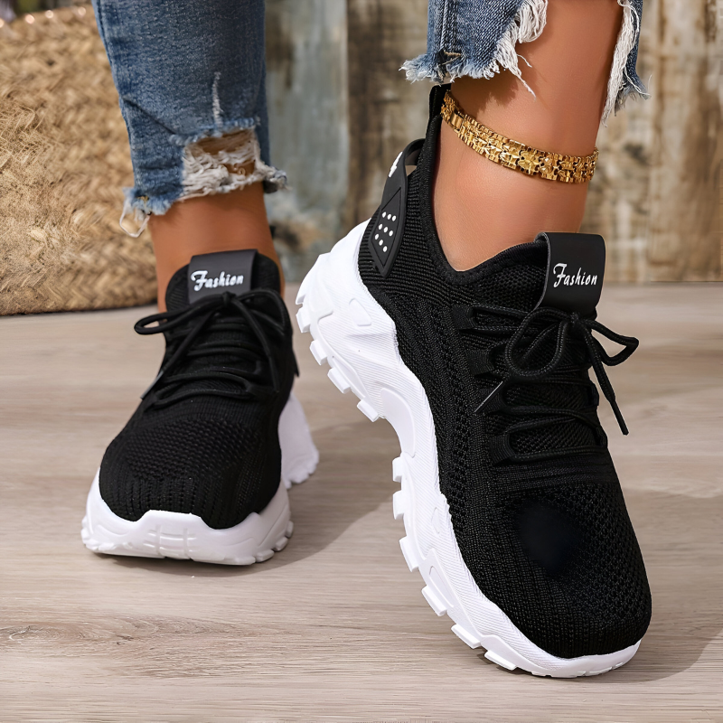 Damskie oddychające, lekkie, sznurowane sneakersy do chodzenia