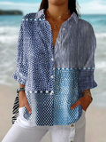 Damen Hemd mit Patchwork und geometrischem Print, lockere Passform