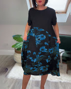 Women's Floral Panel Midi Dress