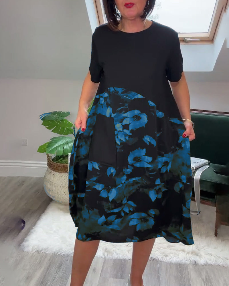 Women's Floral Panel Midi Dress