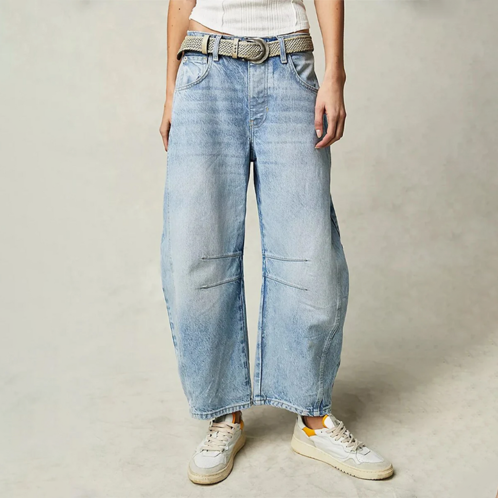 Utilityjeans til kvinder med barrel-leg-pasform