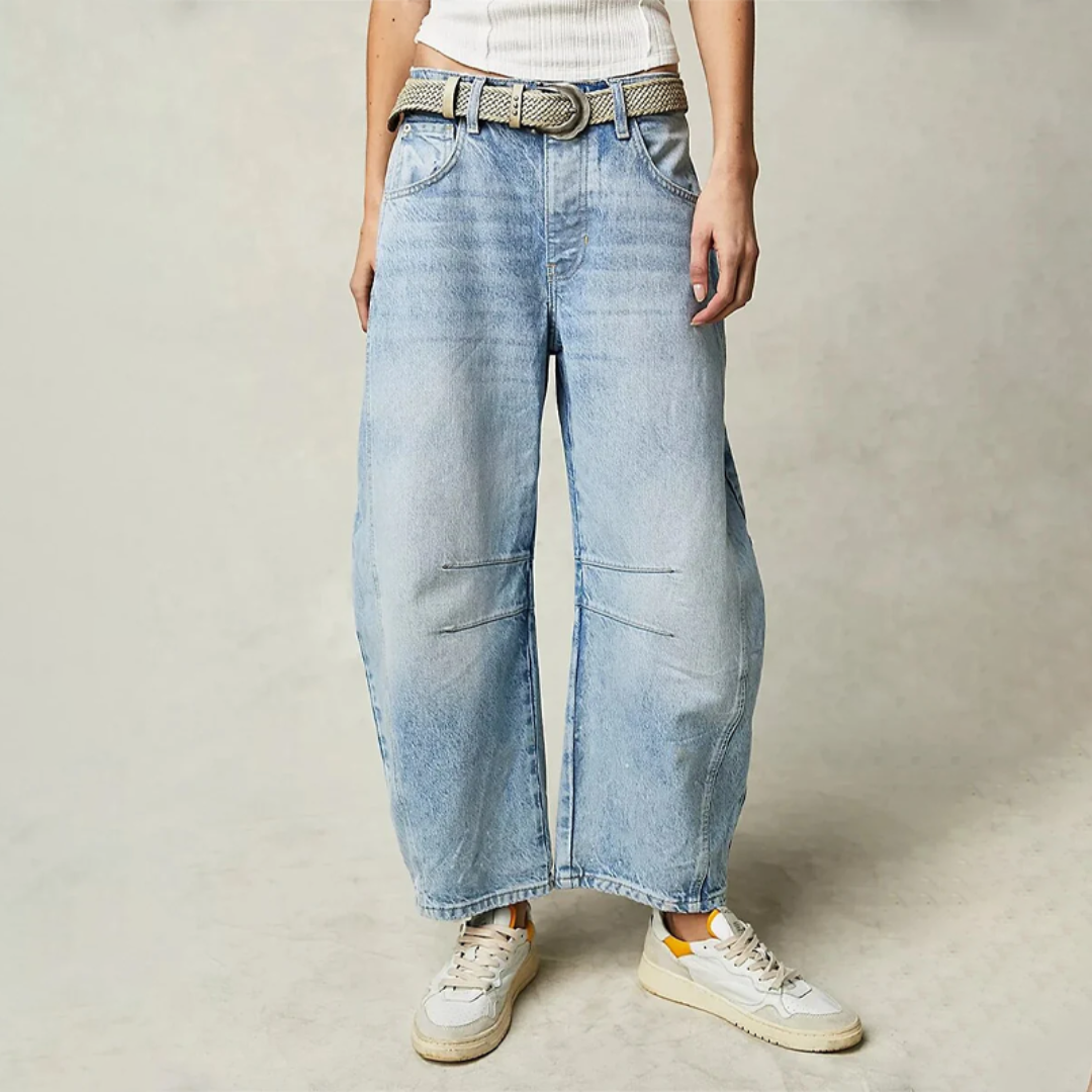 Utilityjeans til kvinder med barrel-leg-pasform
