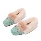 Mules chaussons pour femme bordés de fausse fourrure