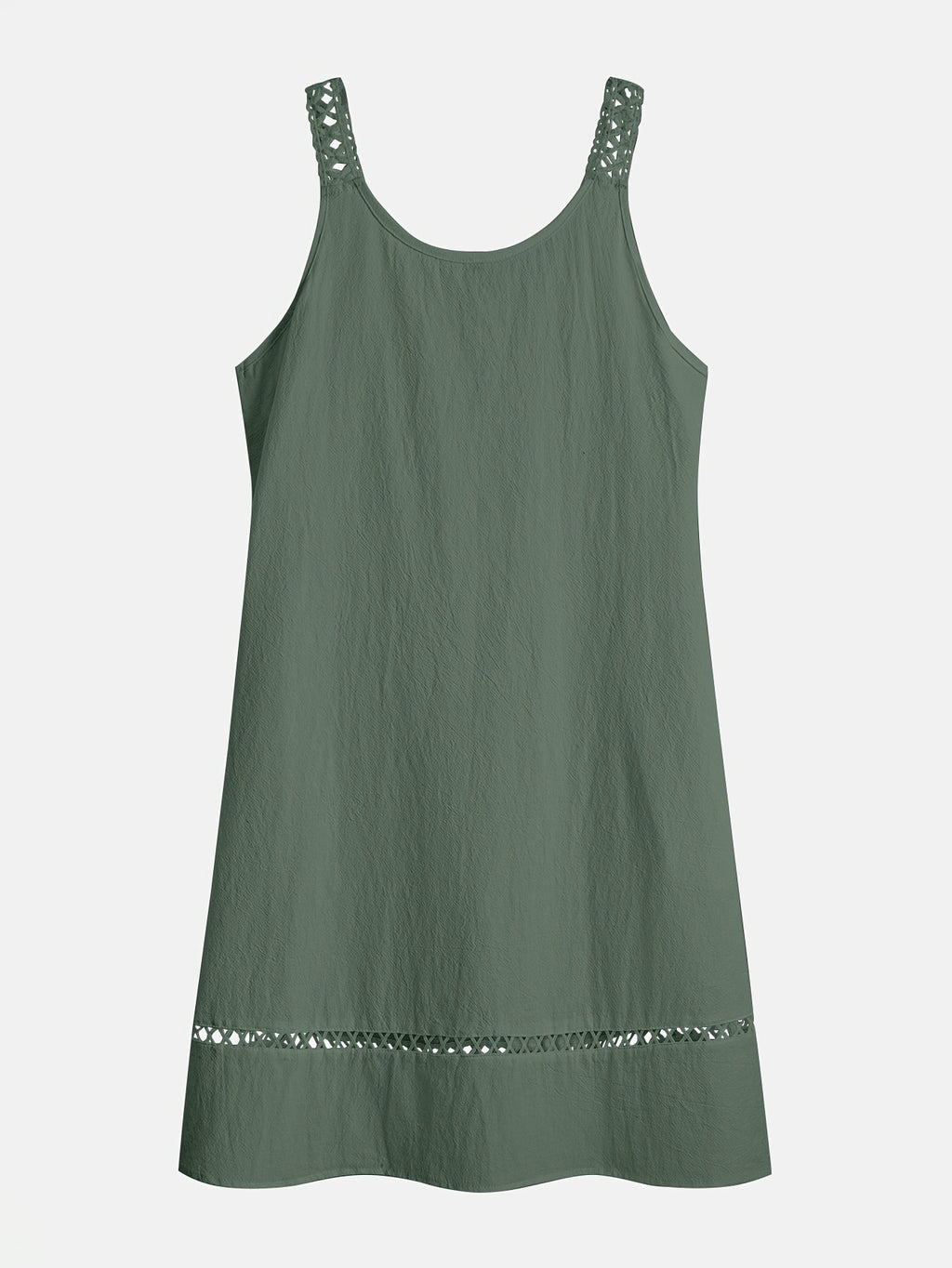 Women's Sleeveless V-Neck Lace Trim Casual Midi Dress