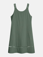 Women's Sleeveless V-Neck Lace Trim Casual Midi Dress