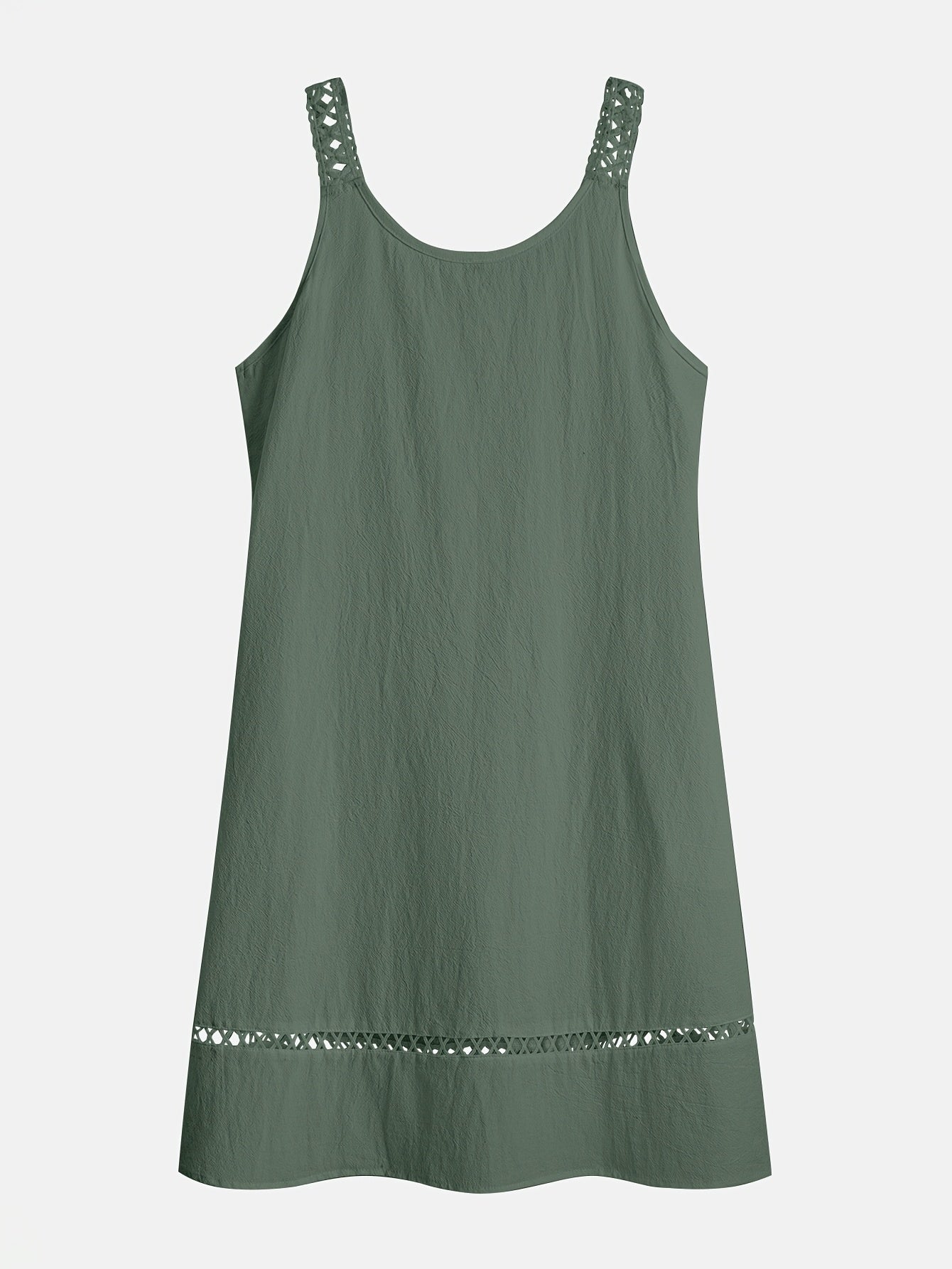 Women's Sleeveless V-Neck Lace Trim Casual Midi Dress