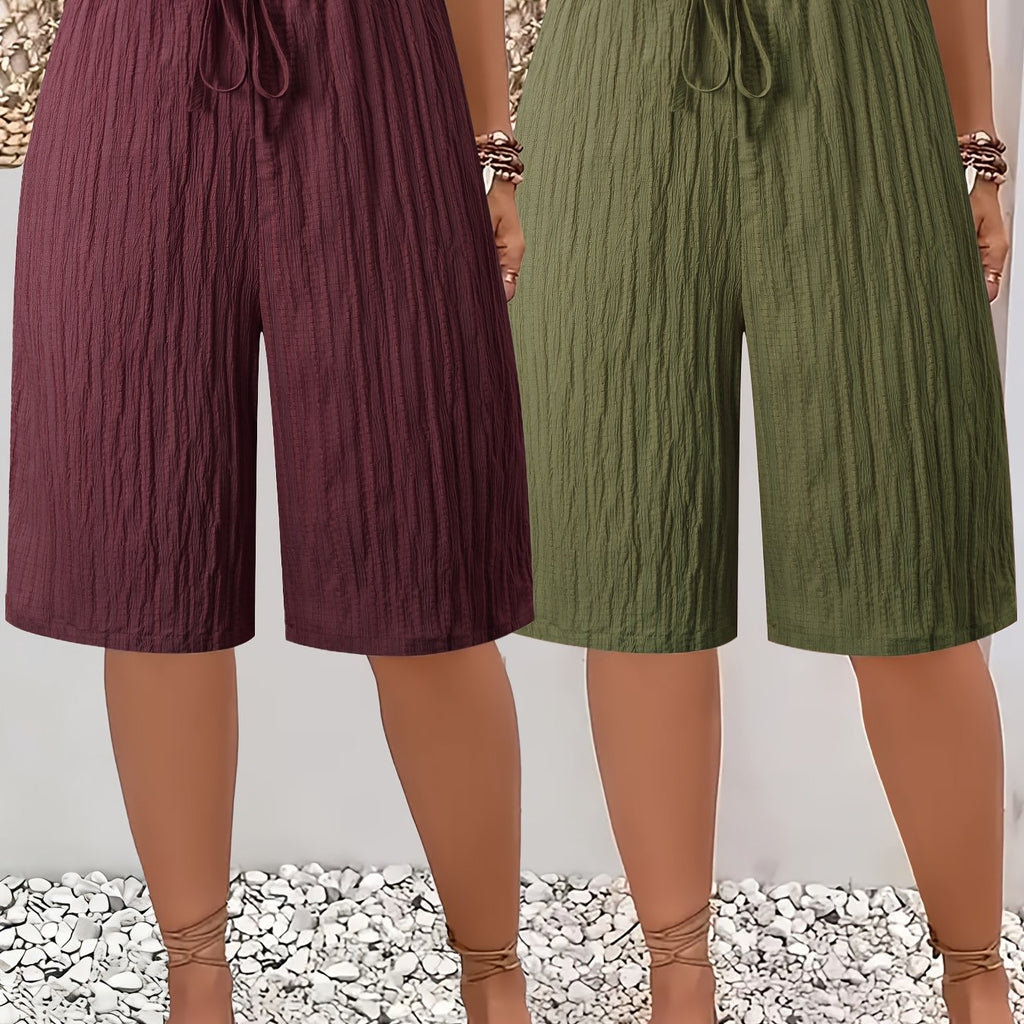 Damen Bermudashorts mit weitem Bein und lockerem Tunnelzug