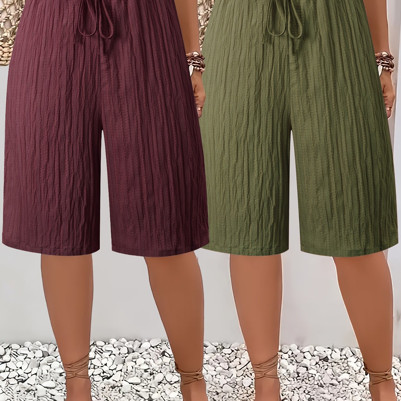Damen Bermudashorts mit weitem Bein und lockerem Tunnelzug