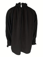 Damen Schleifenkragen-Bluse mit fließender Passform und eleganten langen Ärmeln