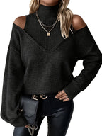 Damenpullover mit Rollkragen und offenen Schultern