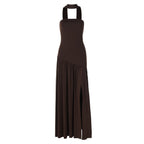 Damen Trägerloses Maxikleid mit Seitenschlitz und elegantem Kontrastdesign