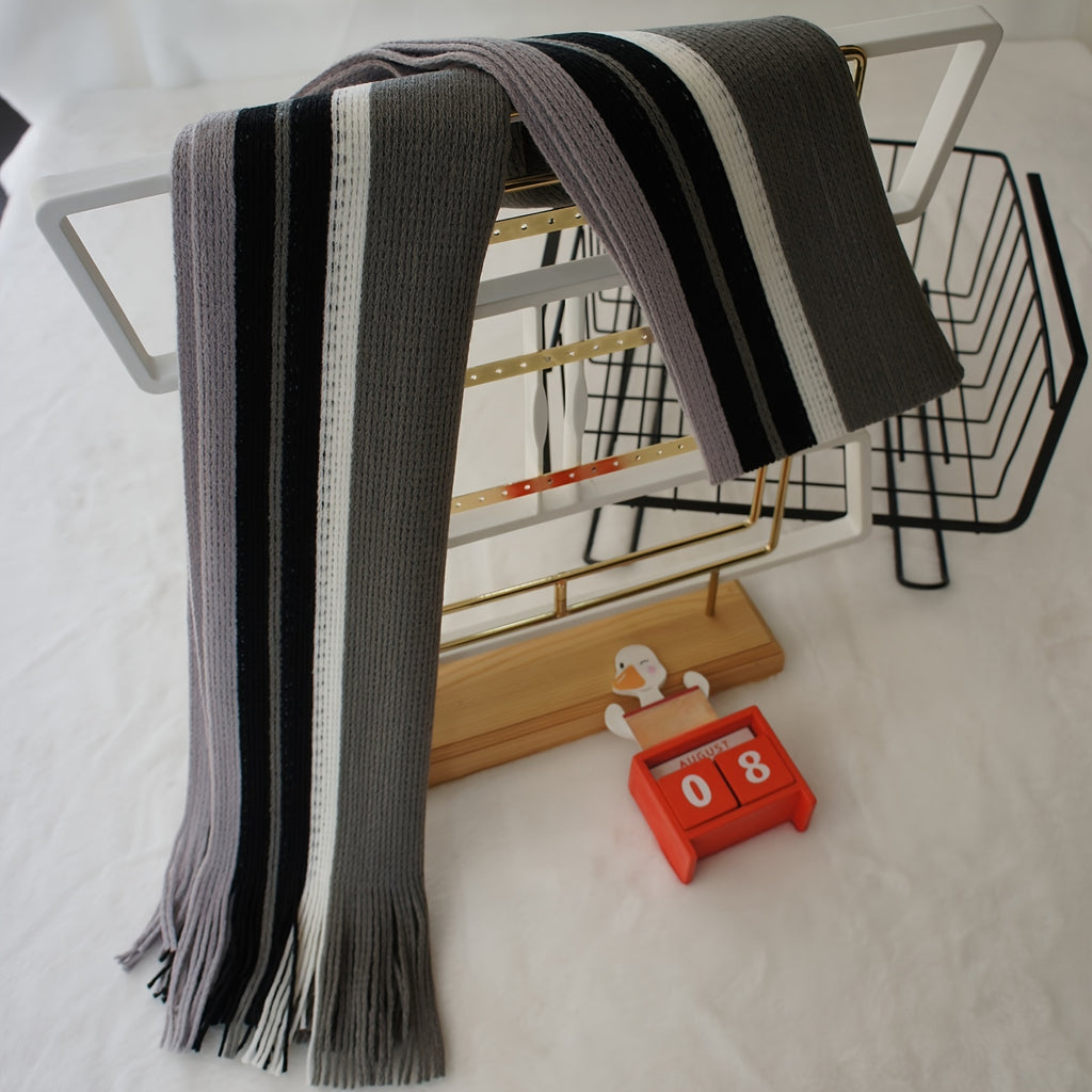 Men’s Striped Fringed Winter Scarf