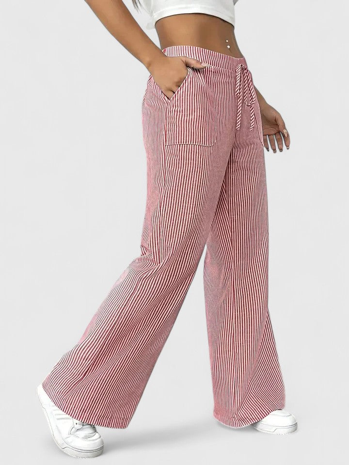 Women's Striped Wide Leg Trousers