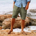 Herren Leinen-Shorts mit lockerem Schnitt Leicht Atmungsaktiv Sommer Casual Stil