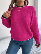 Women’s Textured Knit Crew Neck Sweater