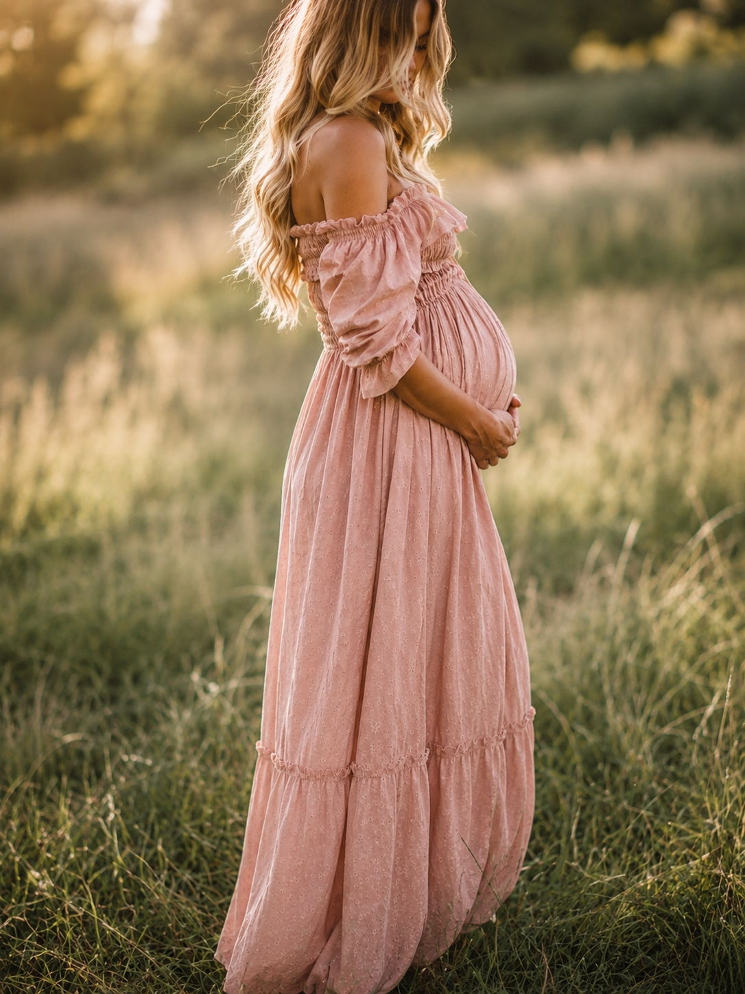 Women’s Off-Shoulder Maternity Maxi Dress