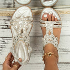 Damen-Slingback-Sandalen mit Strassverzierung, offenem Zehenbereich, elastischem Fersenriemen und gepolsterter Komfortsohle