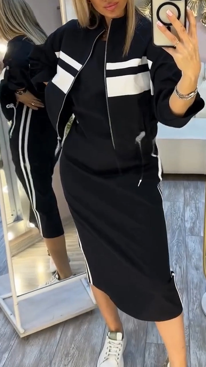 Damen-Kleidungsset mit kontrastierenden Details
