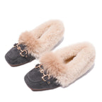 Mules chaussons pour femme bordés de fausse fourrure