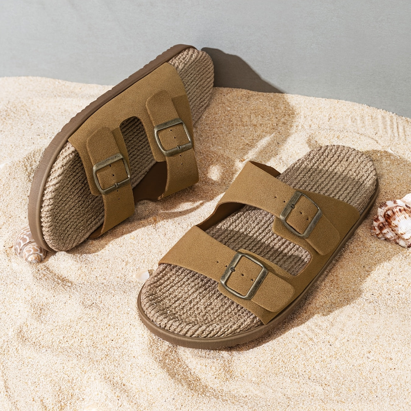 Herren-Komfort-Sandalen zum Hineinschlüpfen mit Doppelschnalle
