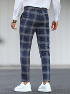 Herren-Slim-Fit-Hose mit Karomuster