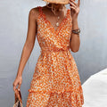 Women's Floral Surplice Mini Dress