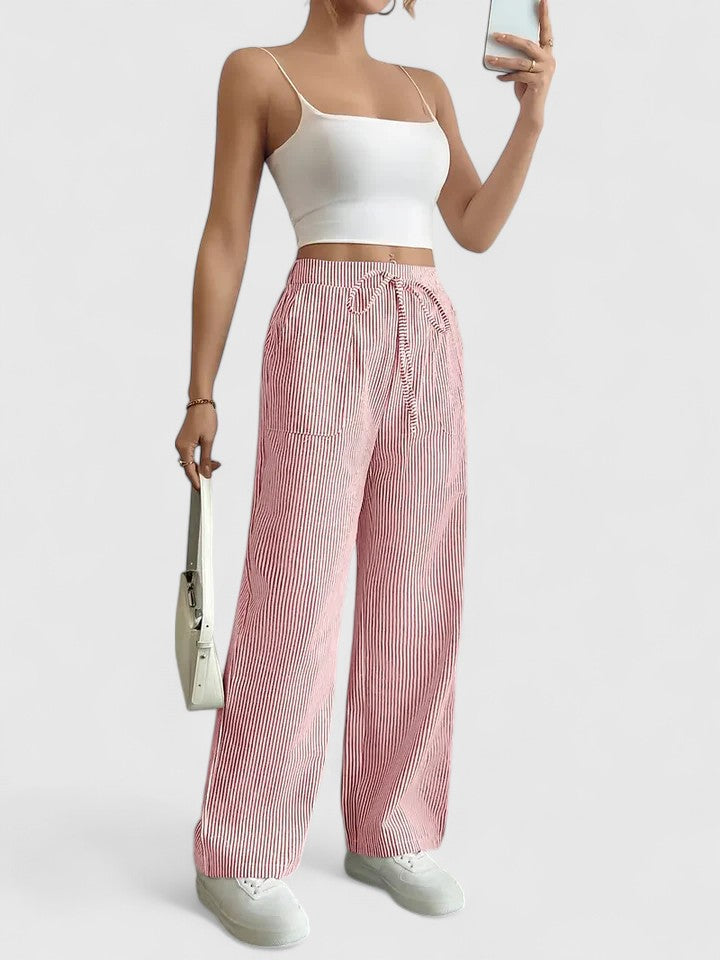 Women's Striped Wide Leg Trousers