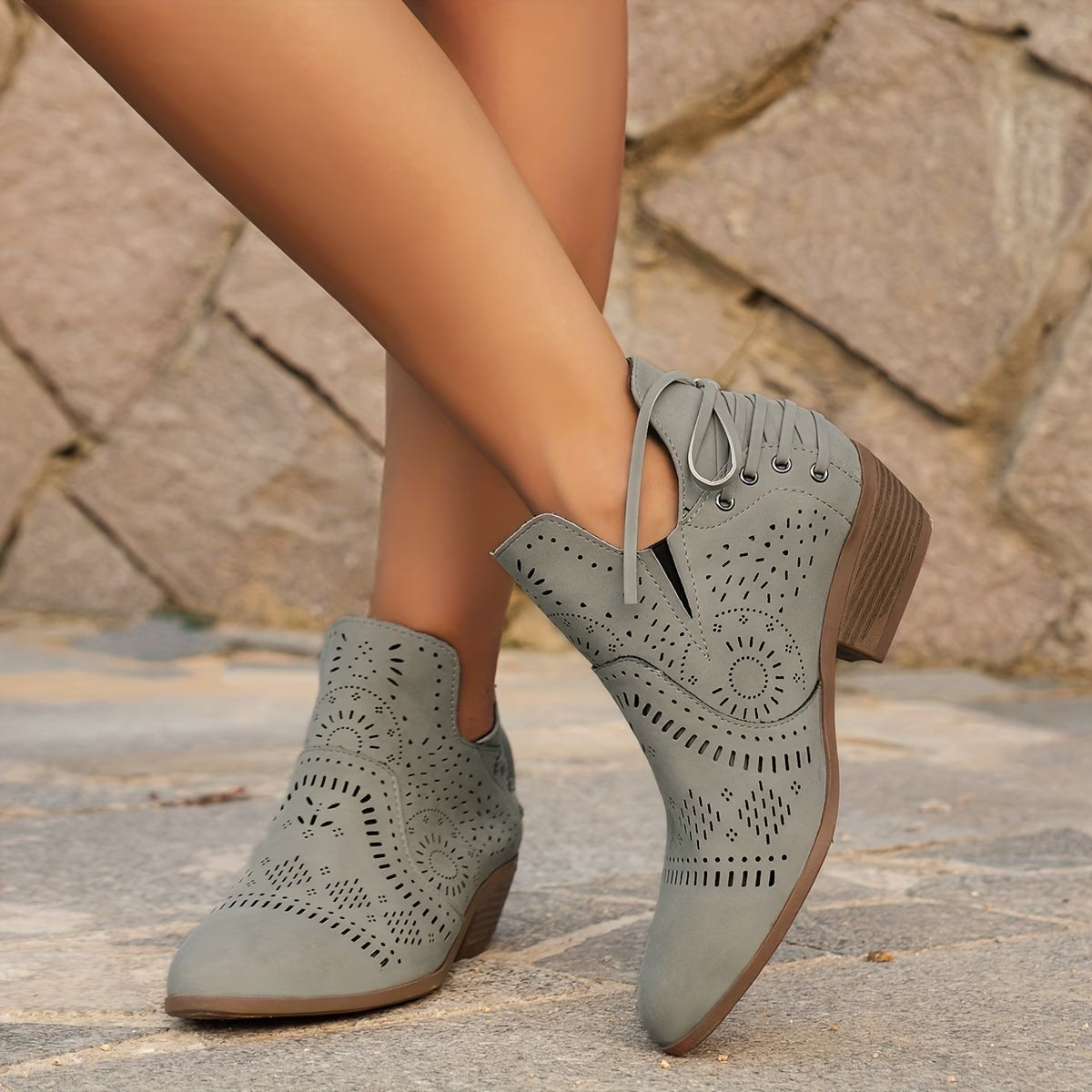 Women’s Cutout Lace-Up Ankle Booties