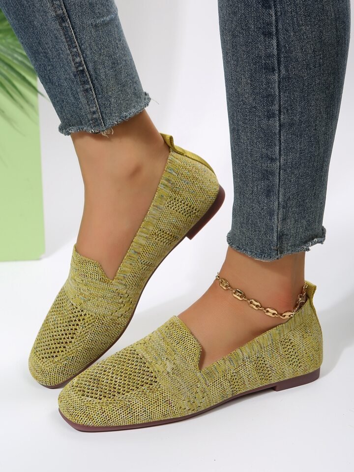 Mocassins plats en tricot respirant pour femmes